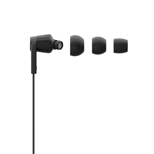 Belkin SOUNDFORM Wired Earbud Stereo Earset - Black - Binaural - In-ear - 121.9 cm Cable - USB Type C