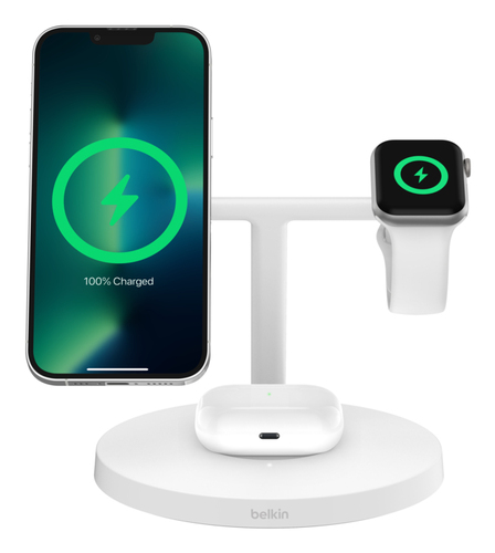 Belkin BoostCharge Pro Induktionsladegerät - Weiß - für Smartwatch, Smartphone, iPhone, AirPod, Ohrhörer - Eingangsstecker
