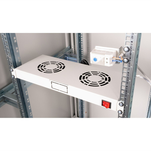 Roline 1 Piece Cooling Fan - Server, Rack - 2 x Fan(s) - Grey - Steel