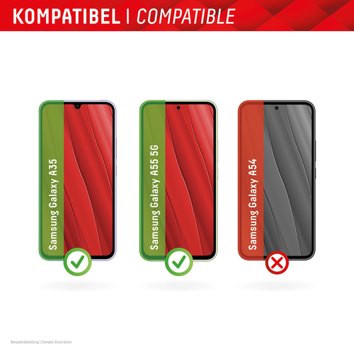 Displex 10H Gehärtetes Glas, Glas, Verstärktes Glas Displayschutz für Galaxy A55 5G - Transparent, Schwarz - 1 - für AMOLE