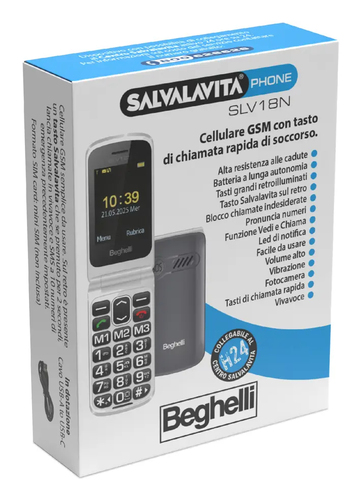 Beghelli Salvalavita Phone SLV18 telefono cellulare GSM con tasto di chiamata rapida di emergenza SIM free
