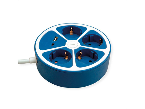 Roline PowerBar Steckdosenleiste - 1 x USB Typ A, 1 x USB Typ C, 4 x Typ F - 3 m Kabel - 250 V AC Voltage - 3,60 kW - Desk