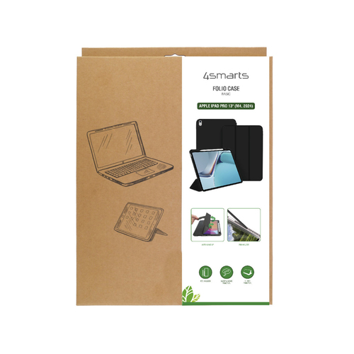 4smarts Basic Tasche (Folie) für 33 cm (13 Zoll) Apple iPad Pro 13 (2024) Tablet - Schwarz - Thermoplastisches Polyurethan