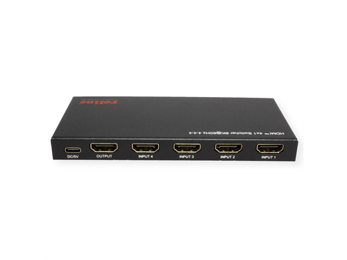 Roline Audio/Video Switchbox - Cable - 7680 x 4320 - 8K - 4 Input Device - 1 Display - Monitor, Projector, TV - 1 x USB - 