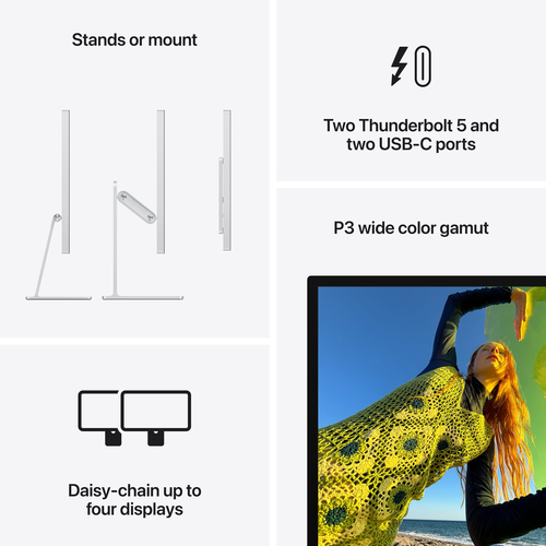 Apple Studio Display - Standard glass - Tilt- and height-adjustable stand. Display diagonal: 68.6 cm (27"), Display resolu