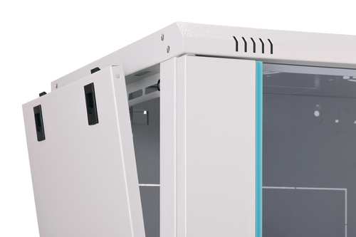 Digitus Dynamic-N 9U Wall Mountable Enclosed Cabinet Rack Cabinet for Networking, Server - Light Grey - Steel, Glass, Shee