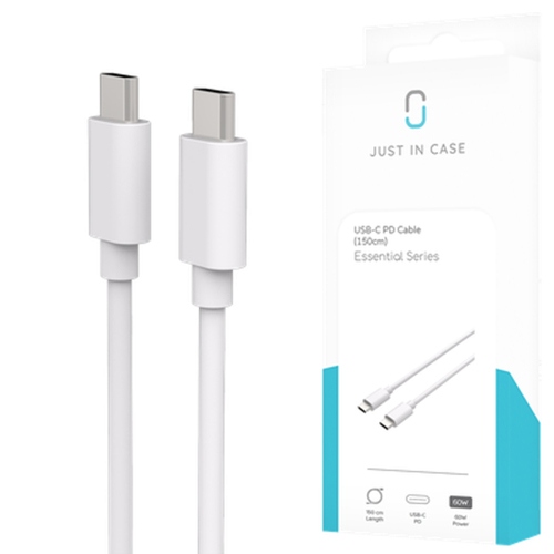 Just in Case 8097040. Cable length: 1.5 m. Connector 1: USB C, Connector 2: USB C, USB version: USB 2.0, Product colour: W
