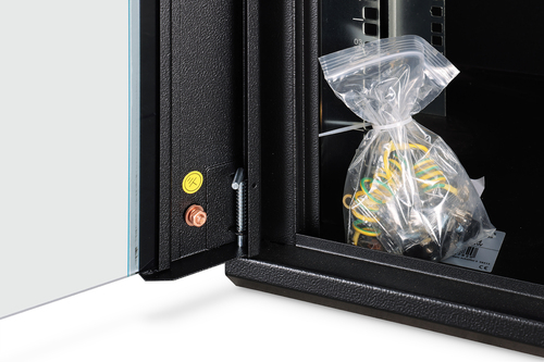 Digitus Dynamic-N 12U Wall Mountable Enclosed Cabinet Rack Cabinet for Networking, Server - Black - Steel, Glass, Sheet St