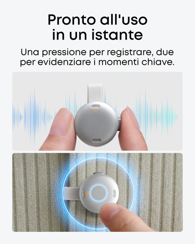 Anker soundcore Work Registratore Vocale AI, per Riunioni, con Trascrizione e Riassunti Automatici con AI, Indossabile, 64