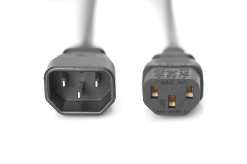 Digitus Netzkabelverlängerung. Kabellänge: 1,8 m, Anschluss 1: IEC C14, Anschluss 2: IEC C13, Kabeltyp: H05VV-F3G. Eingang