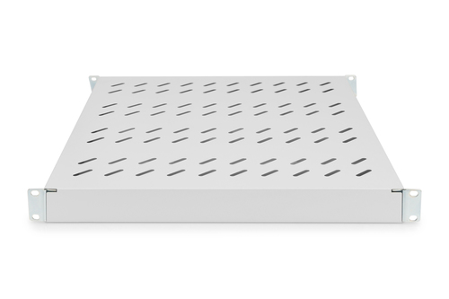 Digitus DN-97646 1U Rack-mountable Rack Shelf - 482.60 mm Rack Width - Light Grey - Steel - 50 kg Maximum Weight Capacity