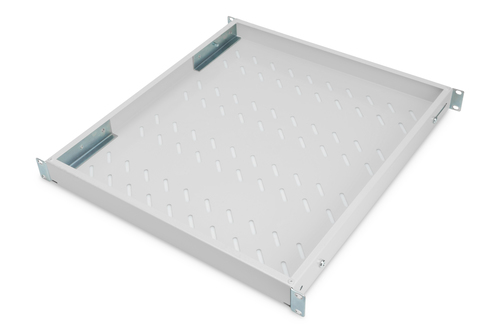 Digitus DN-97646 1U Rack-mountable Rack Shelf - 482.60 mm Rack Width - Light Grey - Steel - 50 kg Maximum Weight Capacity