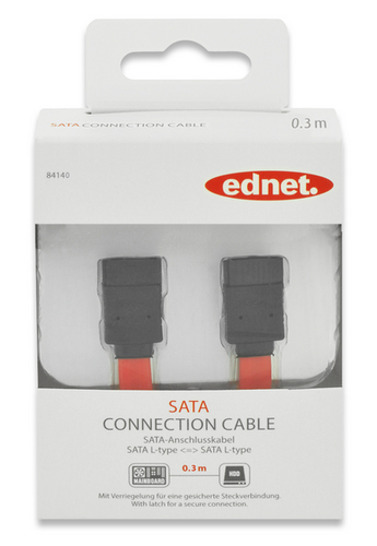 Ednet 30 cm SATA Datentransferkabel für Blu-Ray-Recorder, Festplatte, Hauptplatine - Zweiter Anschluss: 1 x 7-pin L-Type S