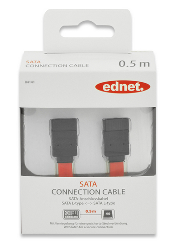 Ednet 50 cm SATA Datentransferkabel für Festplatte, DVD, Hauptplatine - Zweiter Anschluss: 1 x 7-pin L-Type SATA - 6 Gbit/