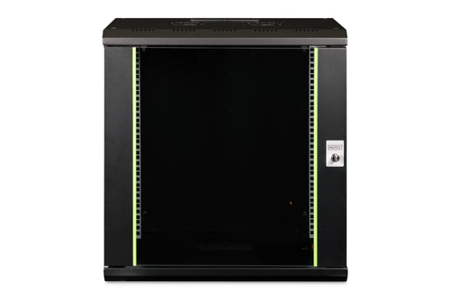 DIGITUS Professional 12U Wandmontierbar Rackschrank für LAN-Schalter, Patchfeld - 482,60 mm Rack-Breite - Schwarz - Stahl,