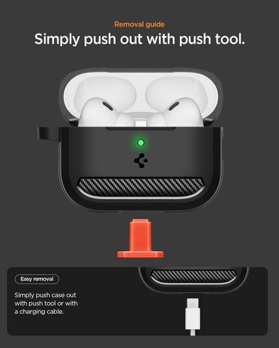 Spigen Rugged Armor AirPods Pro 3 Case Matte Black. Product type: Case, Material: Thermoplastic polyurethane (TPU), Produc