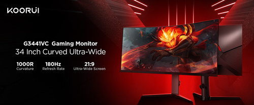 Koorui G3441VC. Bildschirmdiagonale: 86,4 cm (34"), Display-Auflösung: 3440 x 1440 Pixel, HD-Typ: UltraWide Quad HD, Reakt