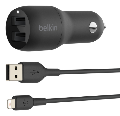Belkin BoostCharge 12 W Auto Adapter - For USB Type A Device - 12 V DC Input - 5 V DC Output