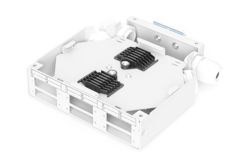 Digitus Din Rail Distribution Box. Connector type: SC, Product colour: Grey. Width: 125 mm, Depth: 130 mm, Height: 35 mm. 