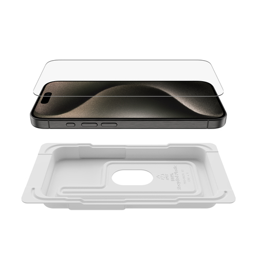 Belkin UltraGlass 2 9H Displayschutz für iPhone 15 Pro - Transparent, Glasklar - für OLED iPhone 15 Pro - Antimikrobiell -