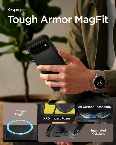 Spigen Tough Armor Case for Google Pixel 11 Pro Smartphone - Black - Wireless Charging Compatible