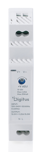 Digitus DN-PWR-SST-1512 Stromversorgung - 15 W - Auf DIN-Schiene montierbar - 120 V AC, 230 V AC Eingang - 12 V Gleichstro
