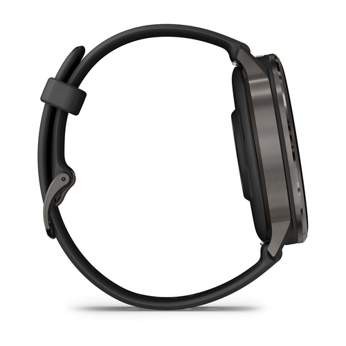 Garmin Venu 4 Smart Watch - Slate Case Color - Black Band Color - Stainless Steel, Metal Body Material - Fiber Reinforced 