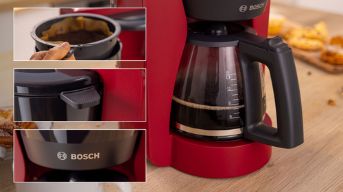 Coffee Maker Bosch TKA3M134 1200 W - Rosso profondo, Nero, Grigio - 1,40 L - Vetro Carafe