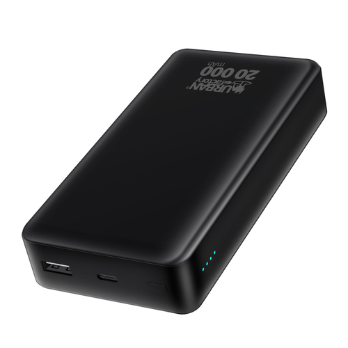 Urban Factory JUICEE Max Power Bank - Black - 20000 mAh - USB Type-C Connector - 2 x USB - Black