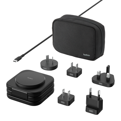 Belkin BoostCharge Pro Induktionsladegerät - Schwarz - für Qi2-fähiges Gerät, iPhone, Smartwatch, AirPod - Eingangsstecker