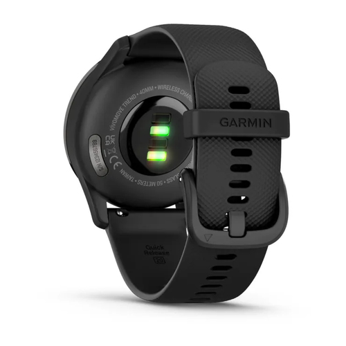 Garmin vívomove Trend Smart Watch - 40 mm Case Height - 40 mm Case Width - Slate, Black Case Color - Black Band Color - St