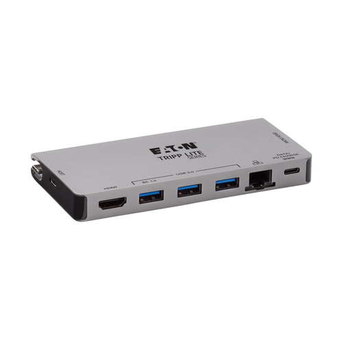 Tripp Lite U442-DOCK5D-GY USB-C Dock - 4K HDMI, USB 3.x (5Gbps), USB-A/C Hub Ports, GbE, Memory Card, 100W PD Charging, De