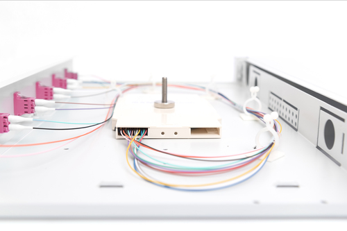 Digitus Fiber Optic Sliding Splice Box, 1U, Equipped, LC, OM4. Type: Cable management panel, Housing material: Steel, Prod
