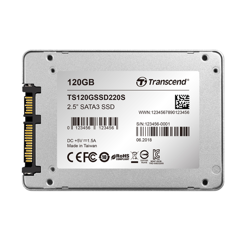 Unità stato solido Transcend SSD220 - 2,5" Interno - 120 GB - SATA (SATA/600) - SATA