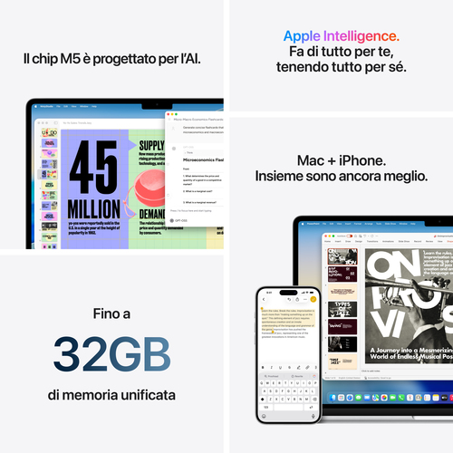 Computer portatile - Apple MacBook Air MDVC4X/A 38,9 cm (15,3"") - Apple M5 - 24 GB - 1 TB SSD - Argento - Apple M5 Chip -