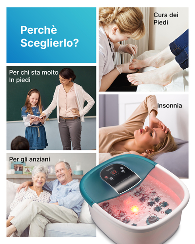 Renpho R-X002 Idromassaggiatore Plantare, Foot Spa con Riscaldamento Acqua, 22 Rulli Massaggianti, 3 Modalità e Kit Pedicu