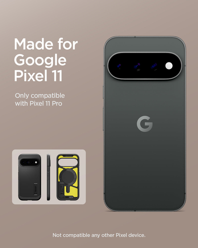 Spigen Tough Armor Case for Google Pixel 11 Pro Smartphone - Black - Wireless Charging Compatible