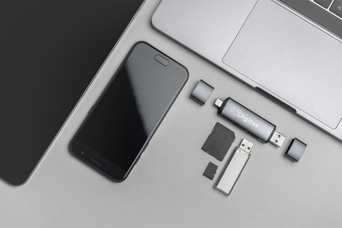 Digitus USB-Hub/Flash-Kartenleser - USB 2.0 Typ A, USB 2.0 Typ C - 60 MB/s, 640 MB/s - Smartphone, Tablet, Notebook, Flash