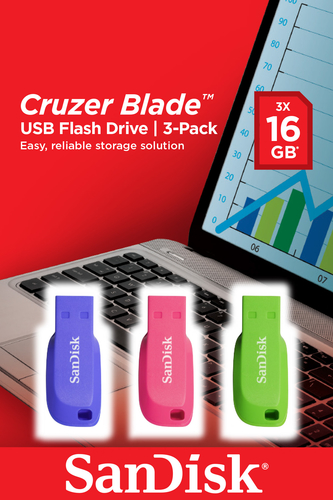 SanDisk Cruzer Blade 16GB. Capacidade: 16 GB, Interface de dispositivo: USB Type-A, Versão USB: 2.0. Forma: Sem tampa. Pes