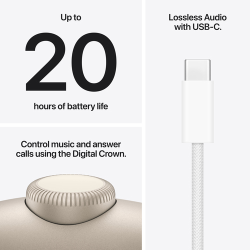 Apple AirPods Max 2 Kabellos Über das Ohr, Kopfbügel Stereo Headset - Starlight - Siri - Binaural - Ohrumschließend - Blue