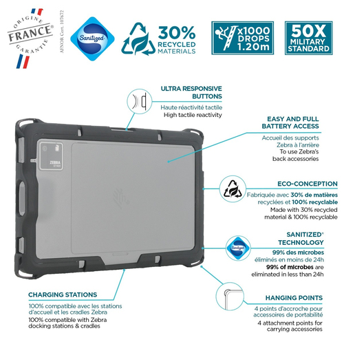 MOBILIS Protech Case for Zebra ET401 Tablet - Black - 25.4 cm (10") Maximum Screen Size Supported