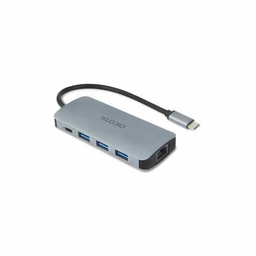Dicota USB-Typ C Docking Station für Notebook, Monitor - Speicherkartenleser - SD, microSD - Silber - 4K UHD - 3840 x 2160
