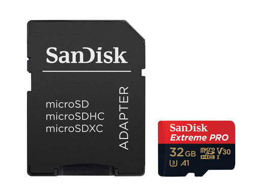 SanDisk Extreme Pro. Capacidade: 32 GB, Tipo de flash card: MicroSDHC, Classe de memória flash: Classe 10, Tipo de memória