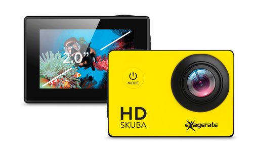 Hamlet Action Cam HD 720p  con schermo 2" LCD . Filmati HD e foto 12 Mpixel. Obiettivo grandangolo 110° di campo visivo.  