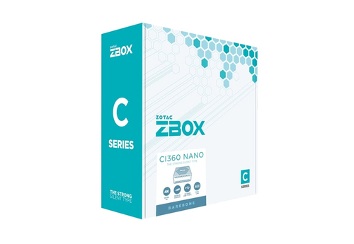 Zotac ZBOX CI360 nano. Chassis type: 0.9L sized PC, Product type: Mini PC barebone. Supported memory types: DDR5-SDRAM, Nu