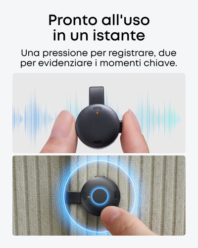 Anker soundcore Work Registratore Vocale AI, per Riunioni, con Trascrizione e Riassunti Automatici con AI, Indossabile, 64