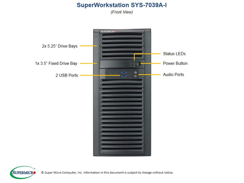 Supermicro SuperWorkstation 7039A-i Server-Barebone-System - Mid-Tower - Socket P LGA-3647 - 2 x Prozessor-Support - Intel