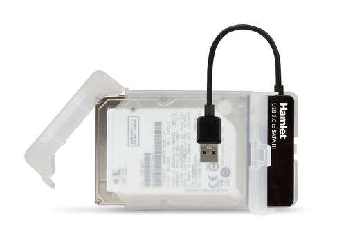 Hamlet Adattatore USB 3.0 5 Gbps per Hard Disk SATA III con Box per Hard Disk senza viti. Permette di collegare un Hard Di