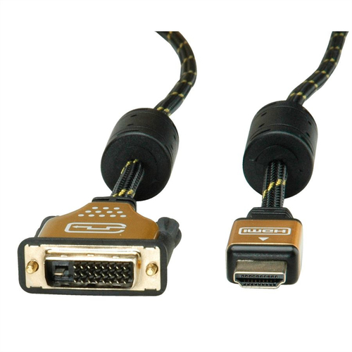 Roline 1 m DVI-D/HDMI Videokabel - 1 - Cable for Videogerät - Golden