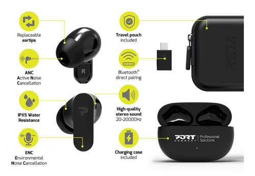 Port Connect True Wireless Earbud Stereo Earset - Microsoft Teams Certification - Binaural - In-ear - Bluetooth - 16 Ohm -